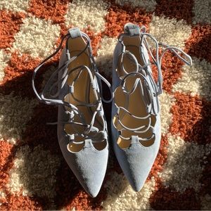 Coach Blue Pointed Wrap Flats